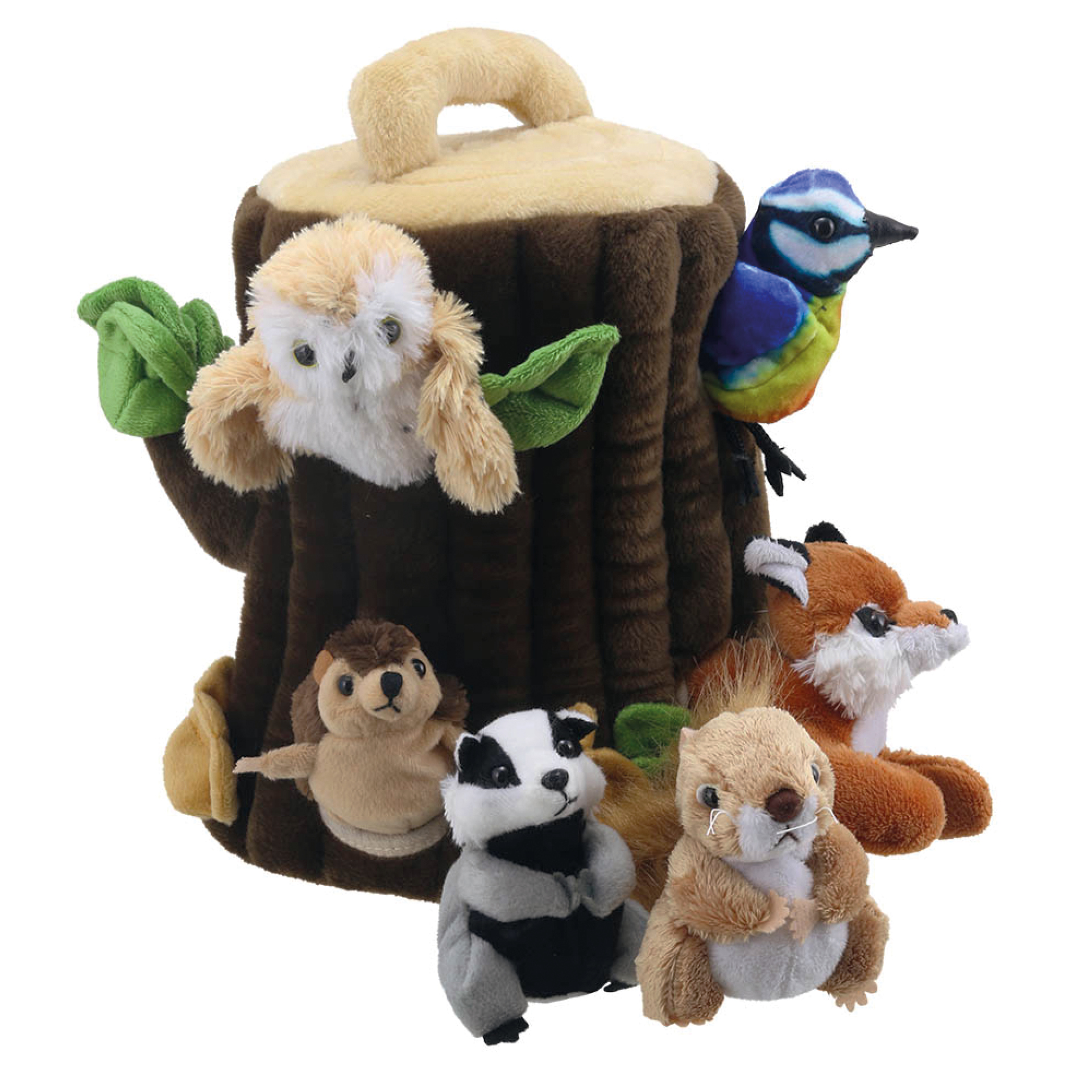 Baumstamm-Haus mit Fingerpuppen-Set, 7-tlg.