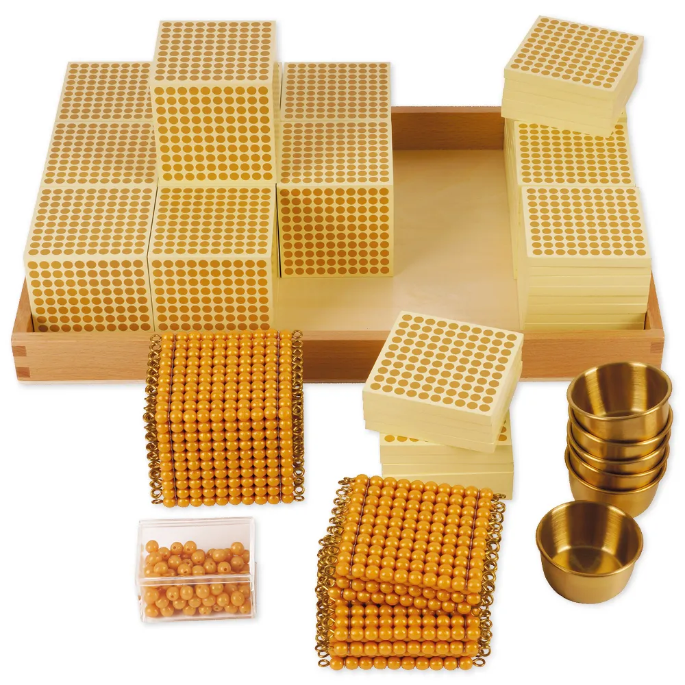 TimeTEX Goldenes Perlenmaterial, Komplettsatz "Montessori Premium"