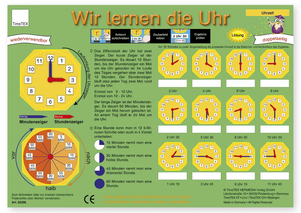 TimeTEX Zaubertafel "Wir lernen die Uhr"