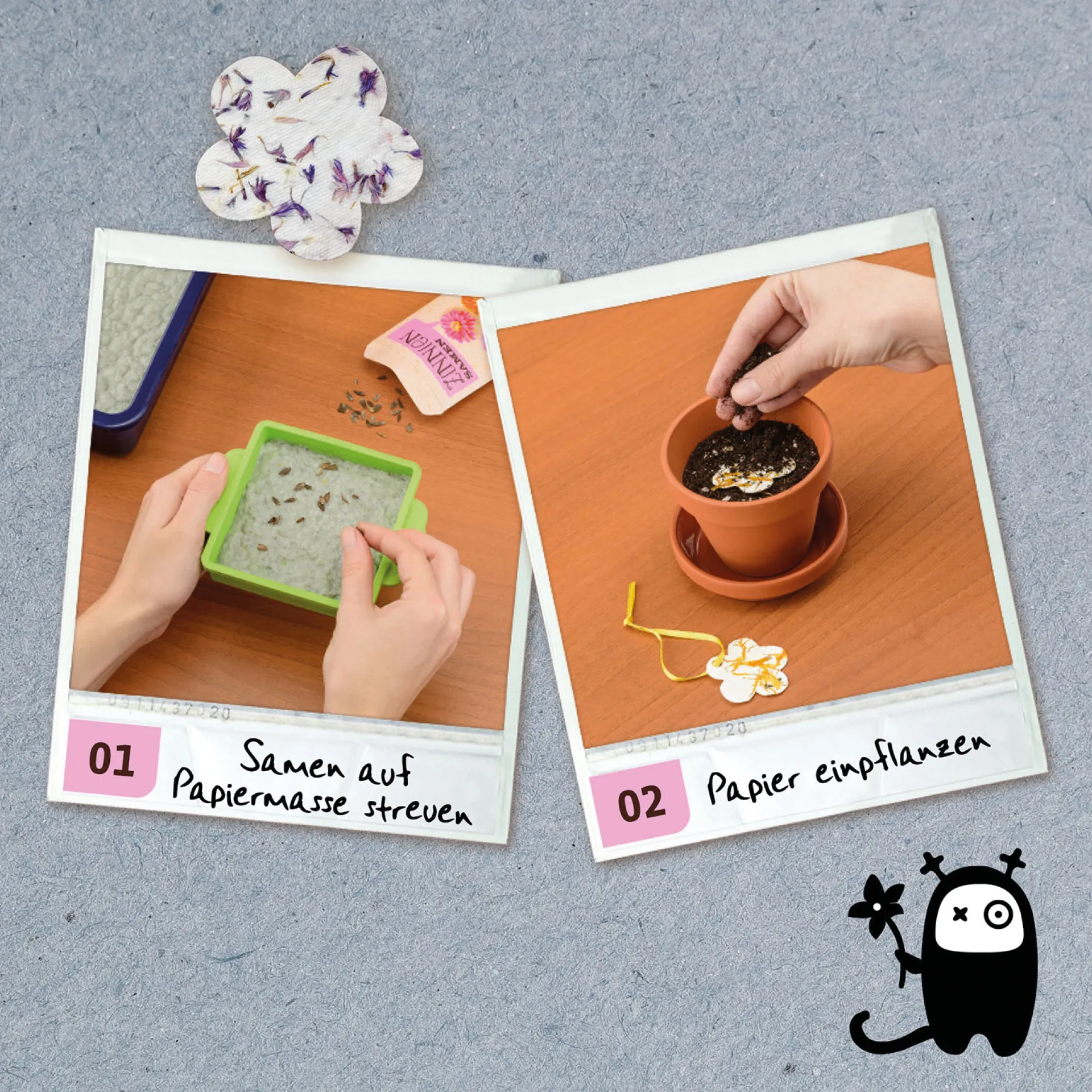 Experimentierset: Blühendes selbstgeschöpftes Papier aus Altpapier