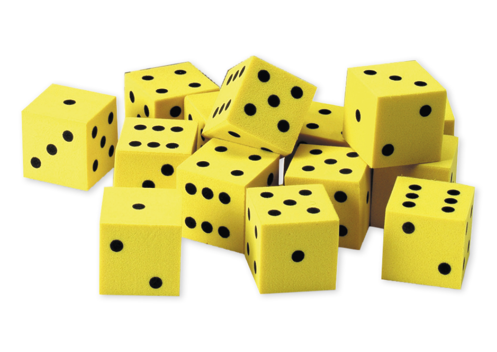 Flüster-Spielwürfel Satz, 10-tlg., gelb, 17 mm, mit Augen