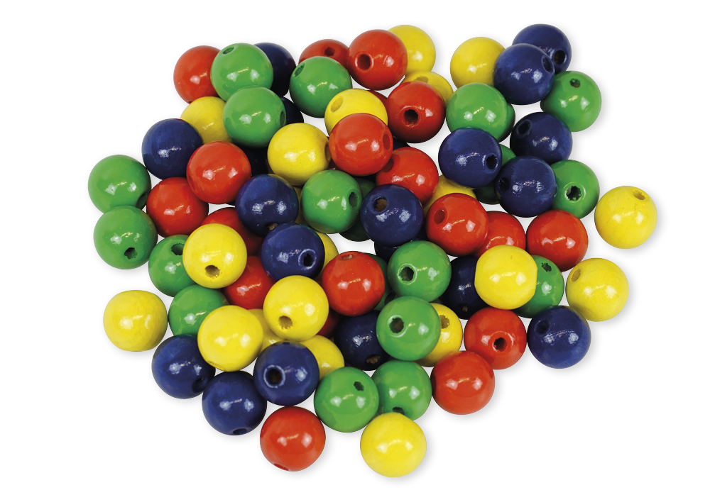 Perlen 12 mm, je 20 x rot, gelb, grün, blau