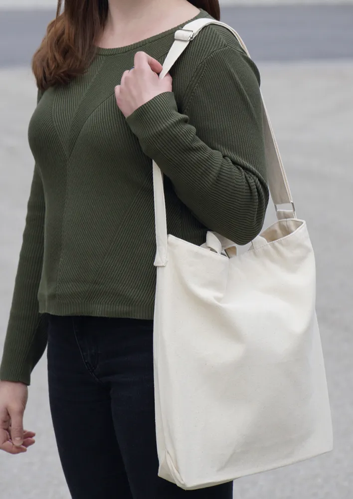 Baumwoll-Beutel natur, 25x41 cm, mit Trageriemen