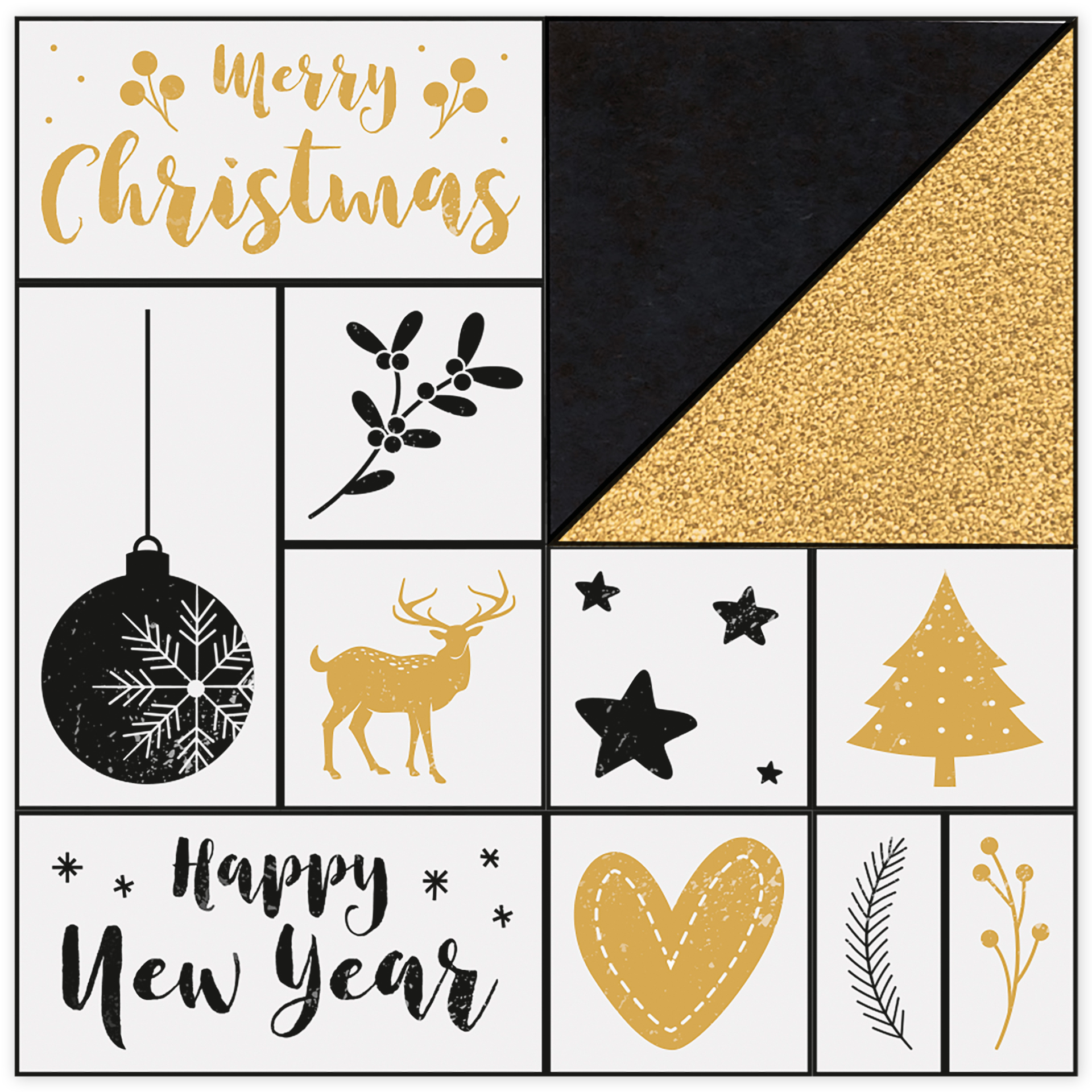 Holzstempel "Christmas", 12-tlg.