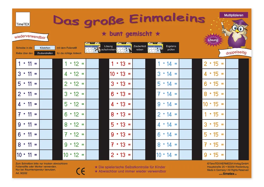 TimeTEX Zaubertafel "Mathematik" Großes 1x1