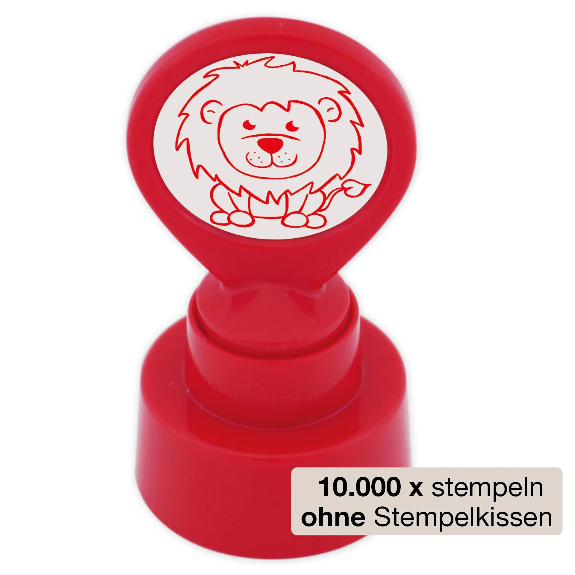 Siebdruck-Stempel "Perpetuum" rund "Löwe"