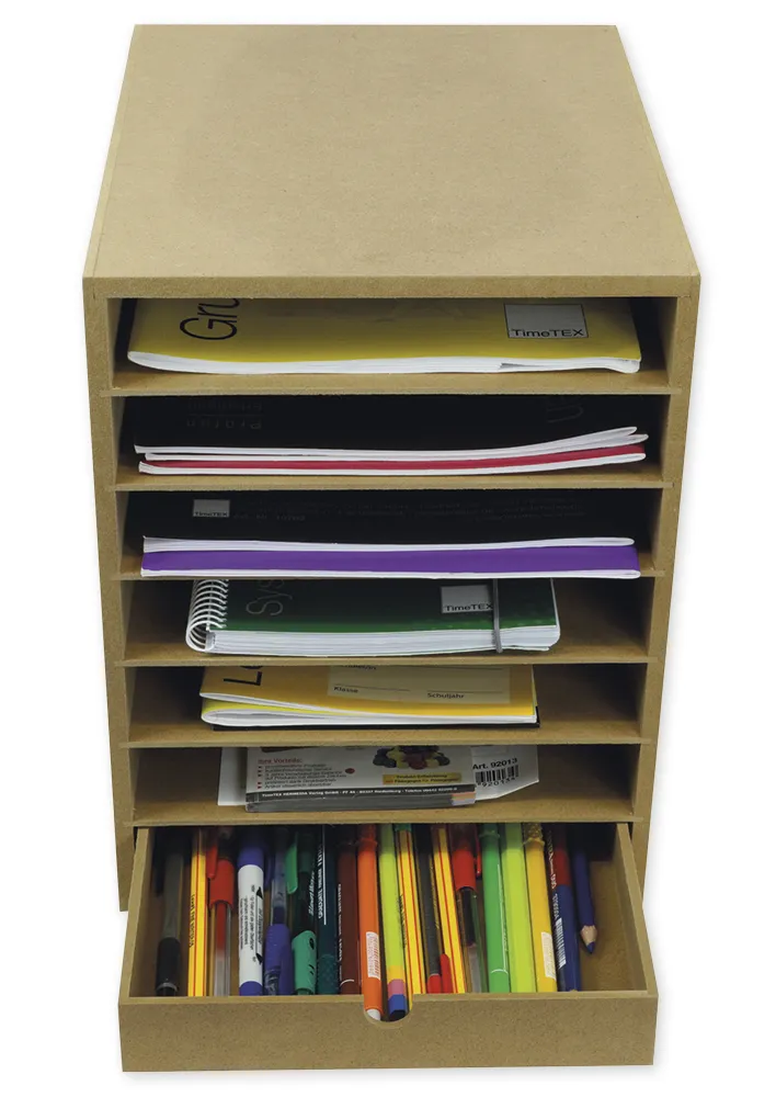 Ablagebox A4 mit 6 Fächer und 1 Schublade