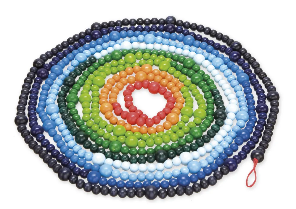 Erdzeitalter-Kette aus Holz, farbig, 15 m