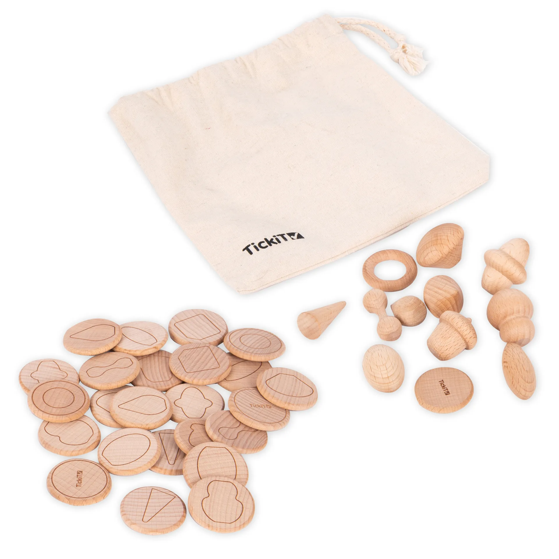 Tast- und Zuordnungsspiel "Holzfiguren-Schatz", 37-tlg.