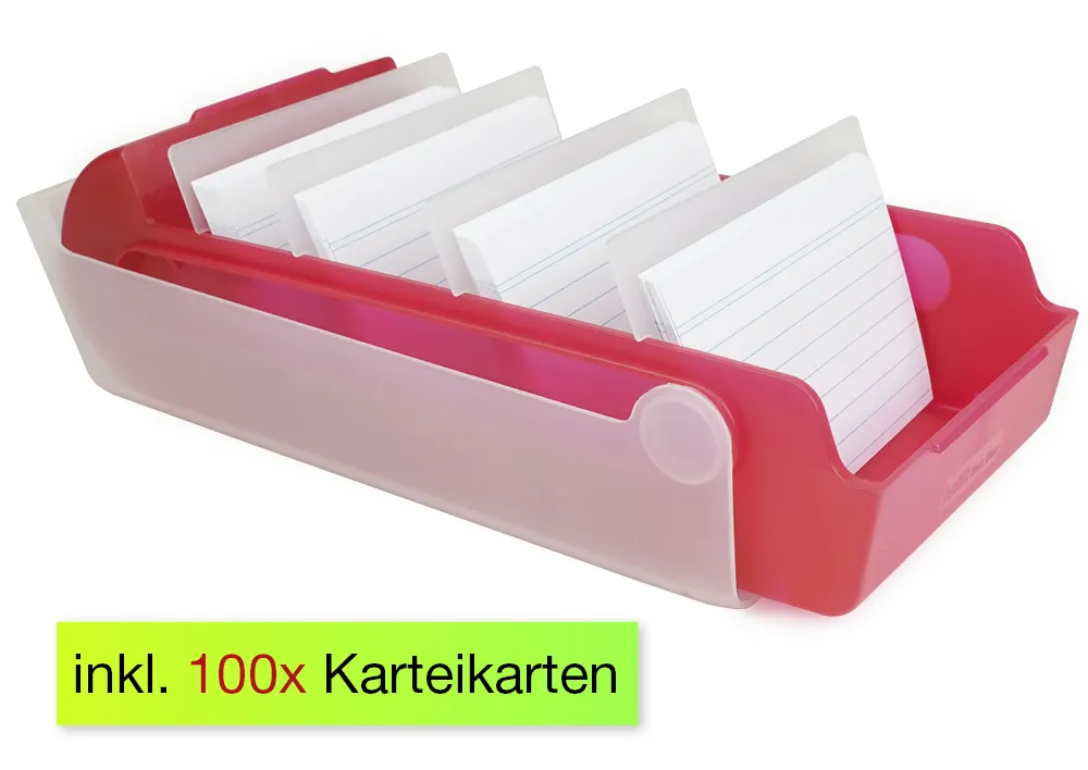 Lernbox A7, Kunststoff, mit 100 Karten liniert