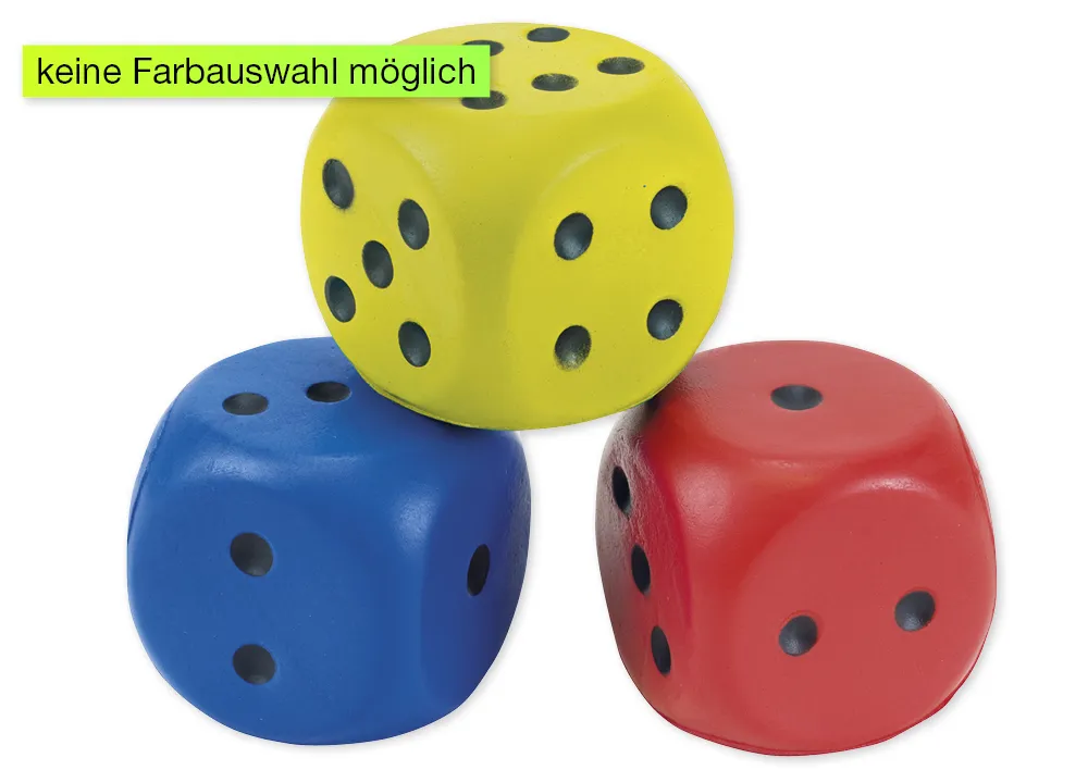 Flüster-Würfel, 6 cm, farbig sortiert