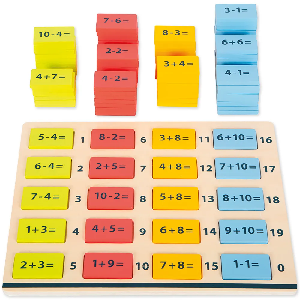 Rechen-Brett "Rechen-Plättchen Zahlenspaß" aus Holz, farbig, mit 109 Holzsteinen