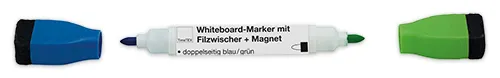 Whiteboard-Marker Doppelspitze mit Filzwischer + Magnet