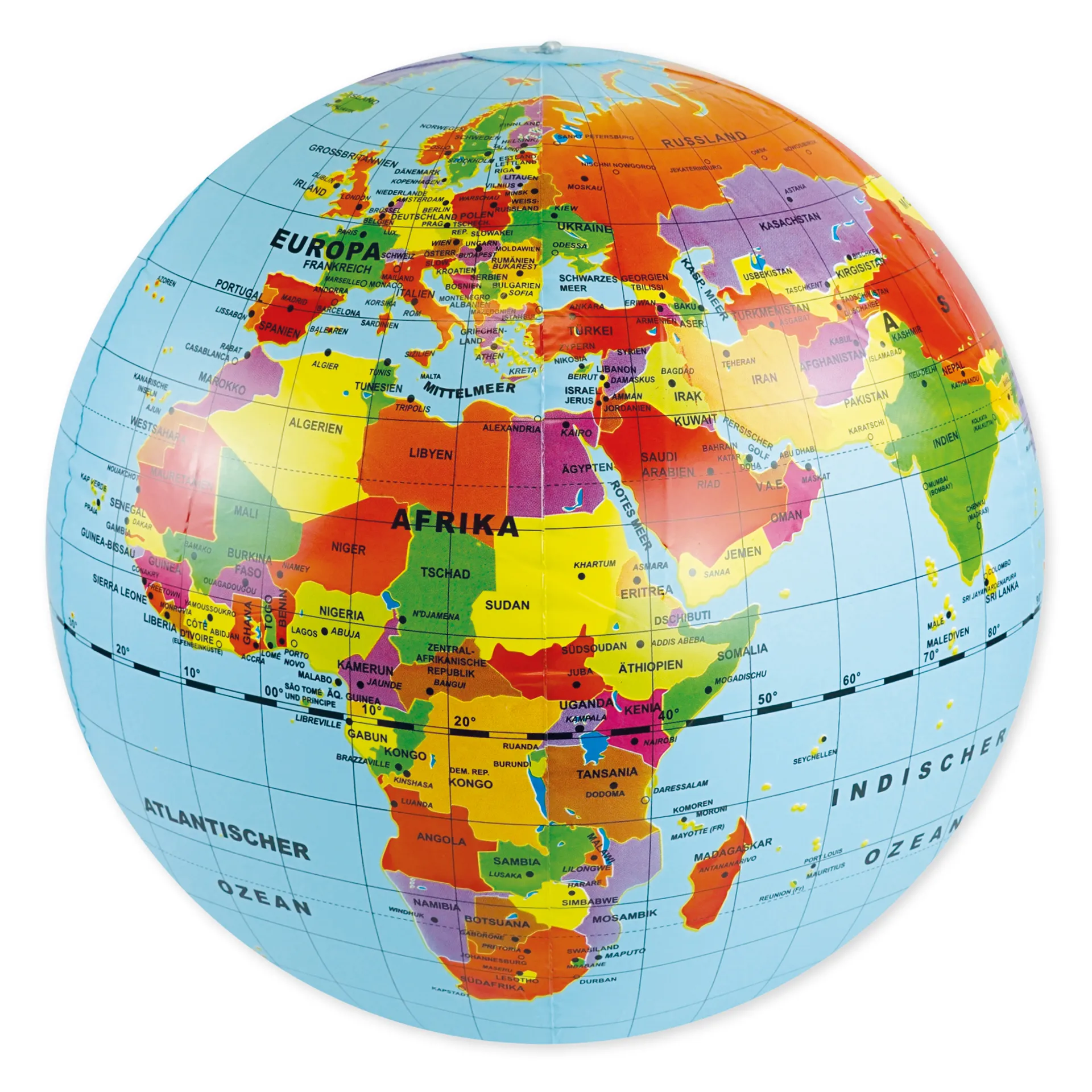 Globus-Ball XXL, Beschriftung deutsch, ca. 50 cm ø