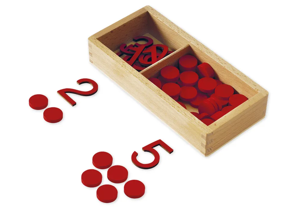 TimeTEX Ziffern und Chips, in Holzbox "Montessori Premium"
