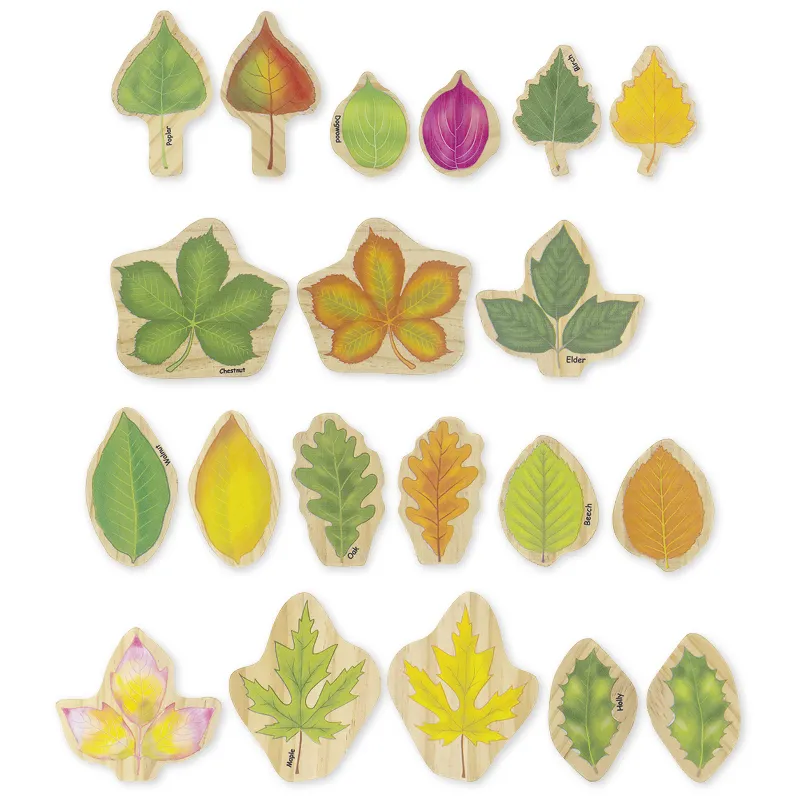 Jahreszeiten-Blätter aus Holz, 10-tlg.