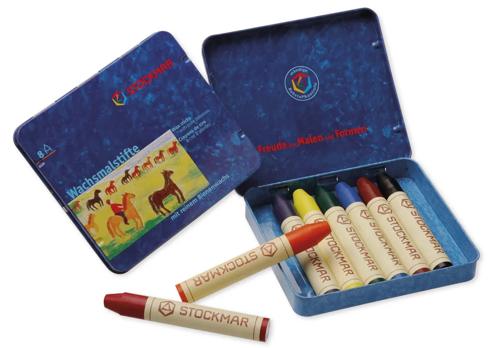 Stockmar-Wachsmalstifte, 8 Farben im Metalletui