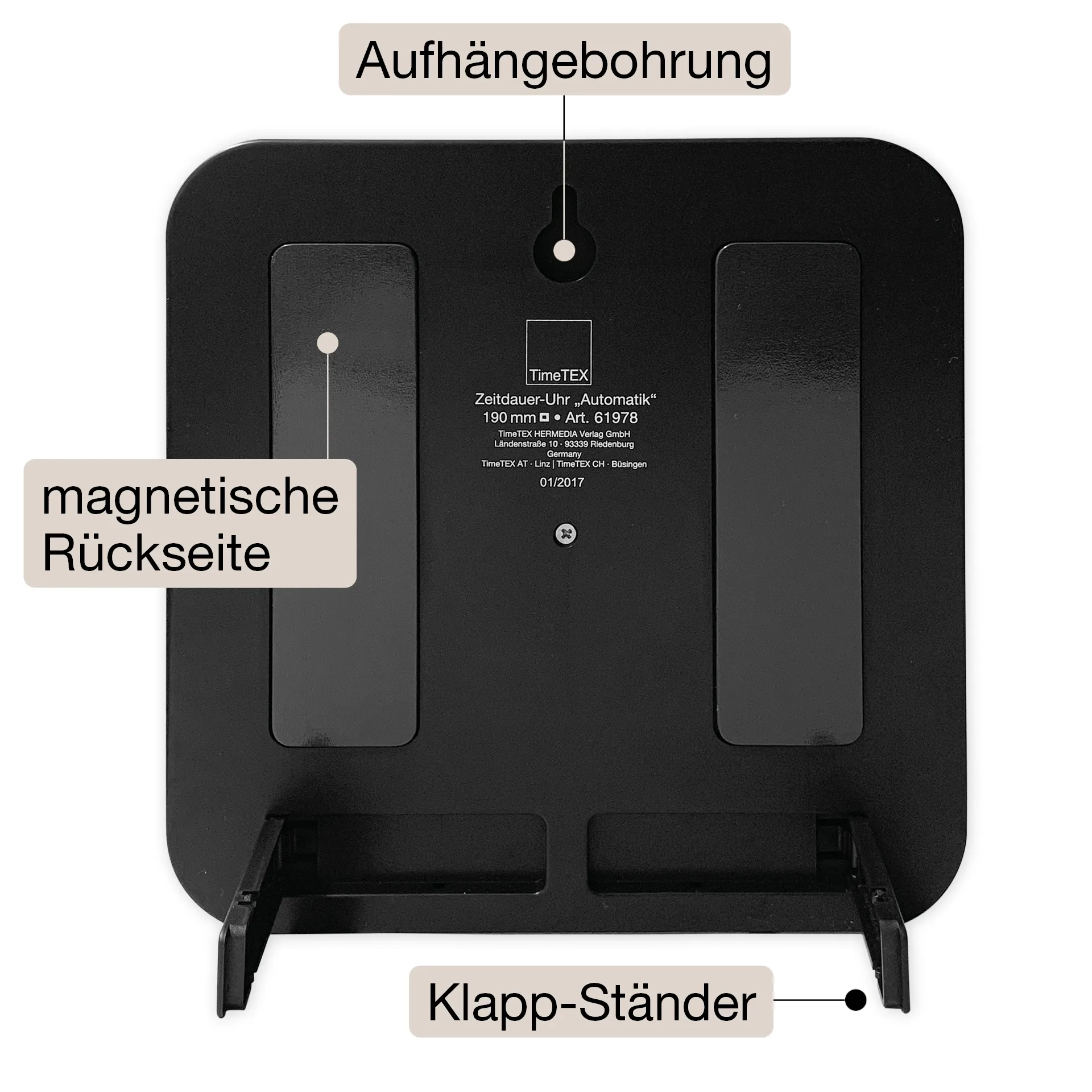 Zeitdauer-Uhr "Automatik" magnetisch, 19x19 cm, mit Ampelscheibe