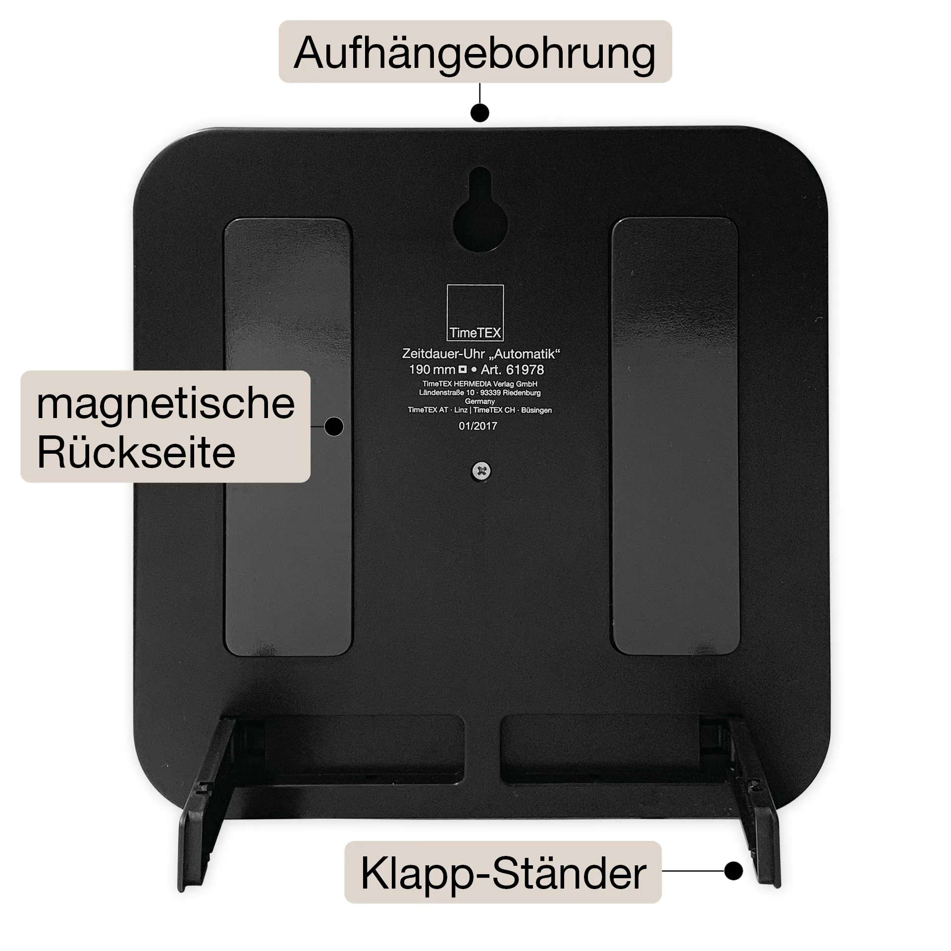 Zeitdauer-Uhr "Automatik" magnetisch, 19x19 cm, mit Ampelscheibe