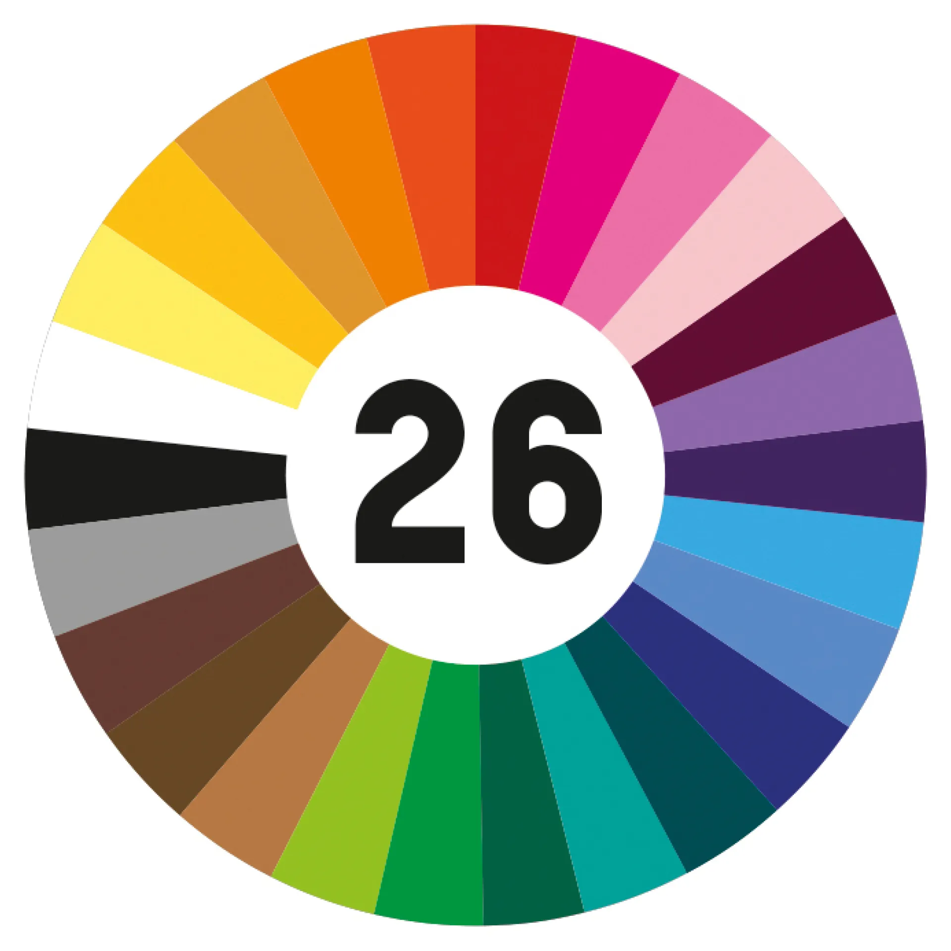 Stickgarn, 52 Docken in 26 Farben