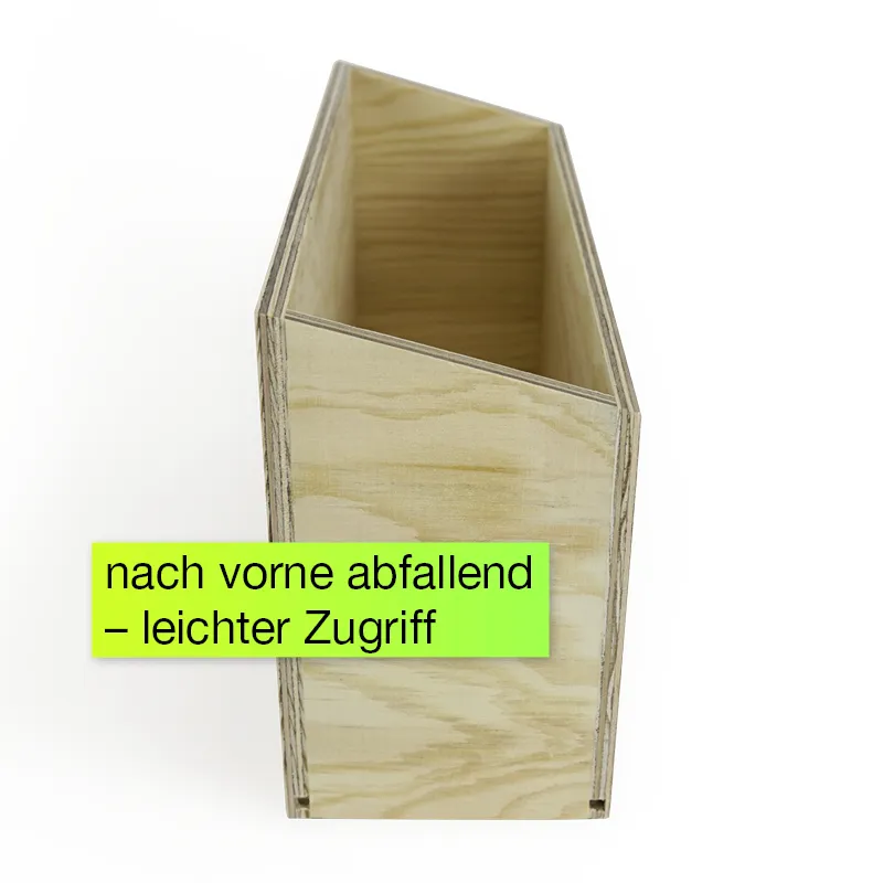Karteikasten Tamara DIN A5 quer, nach vorne abfallend, Kiefernholz