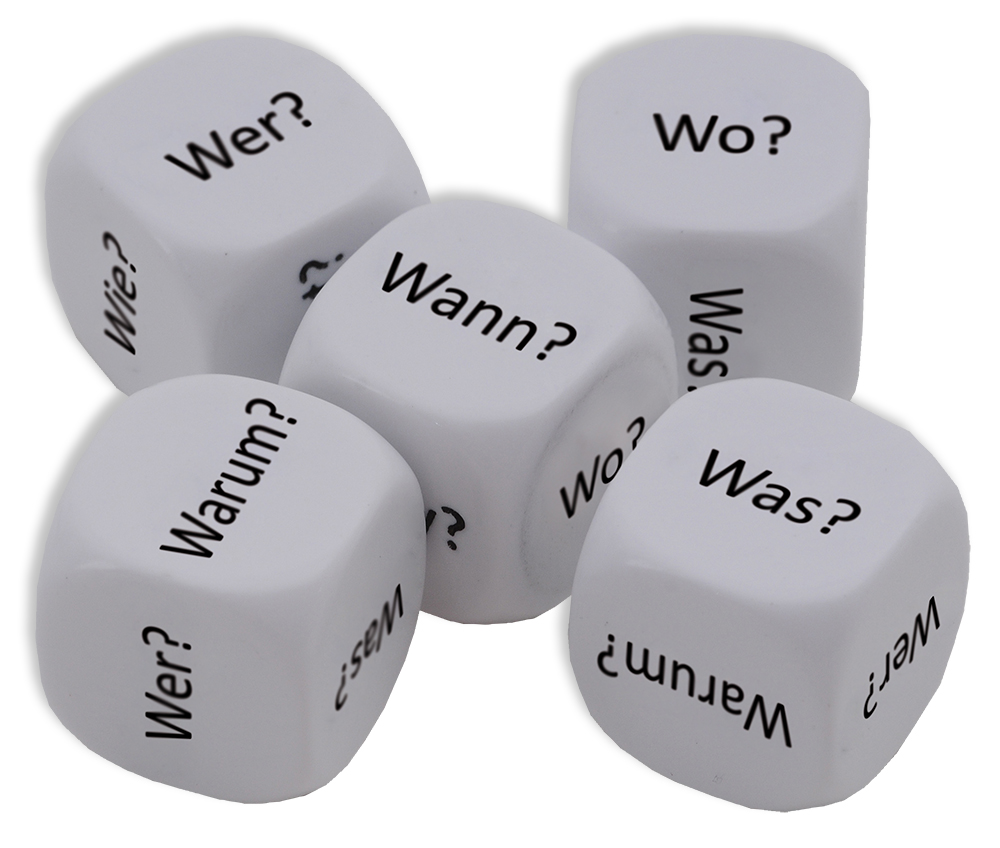 Würfel-Set Deutsch "Fragewörter" 5-tlg., 16 mm