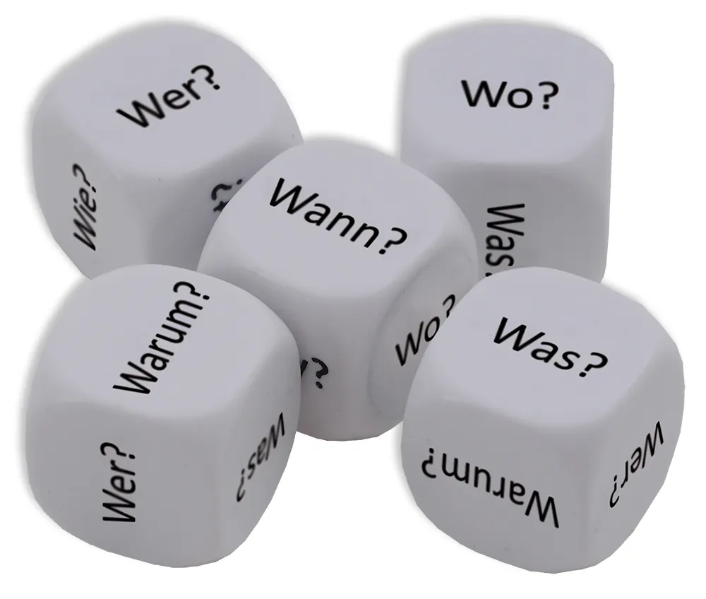 Würfel-Set Deutsch "Fragewörter" 5-tlg., 16 mm