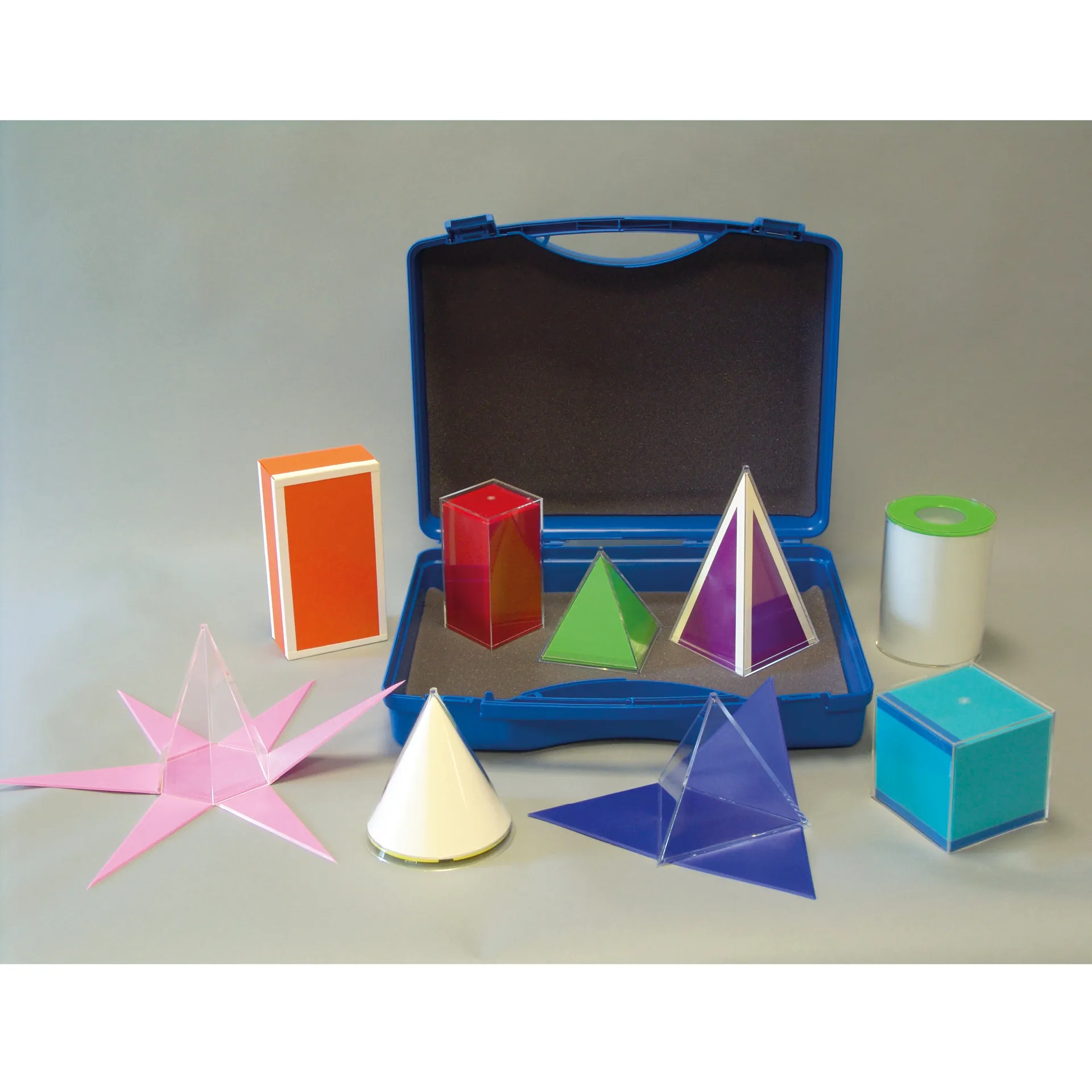 Set Geometrie-Körper mit Flächenabwicklung, 9-tlg. im Koffer