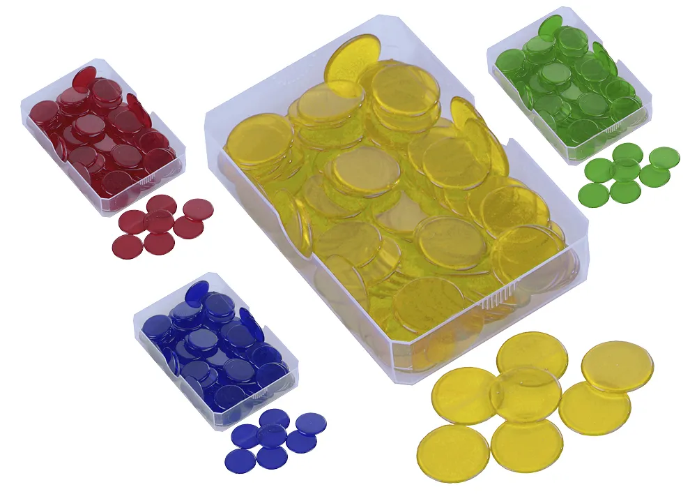 Kunststoff Plättchen transparent, einfarbig, 100 Stück in Box