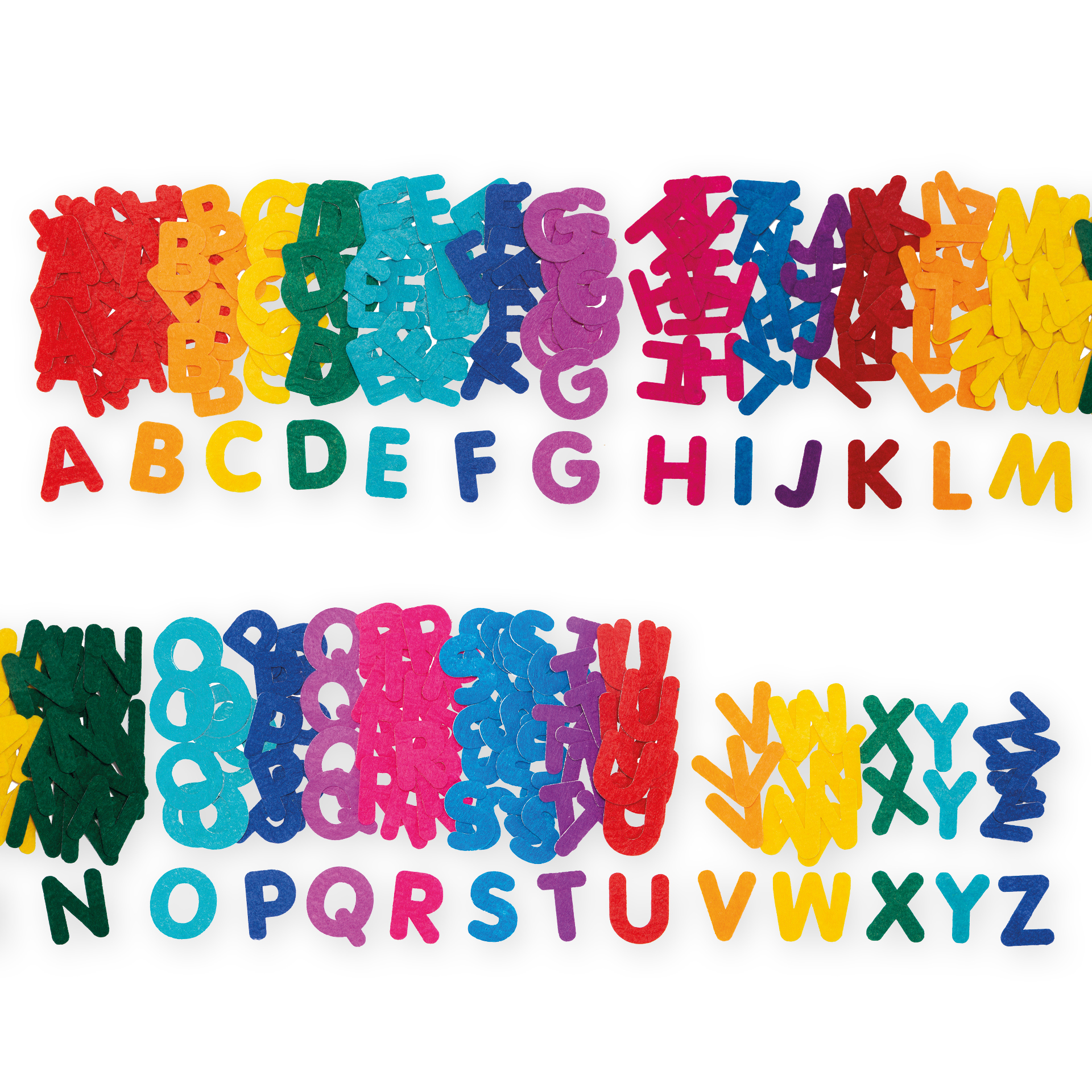 Set Groß-Buchstaben aus Filz, bunt, selbstklebend, 300 Stück