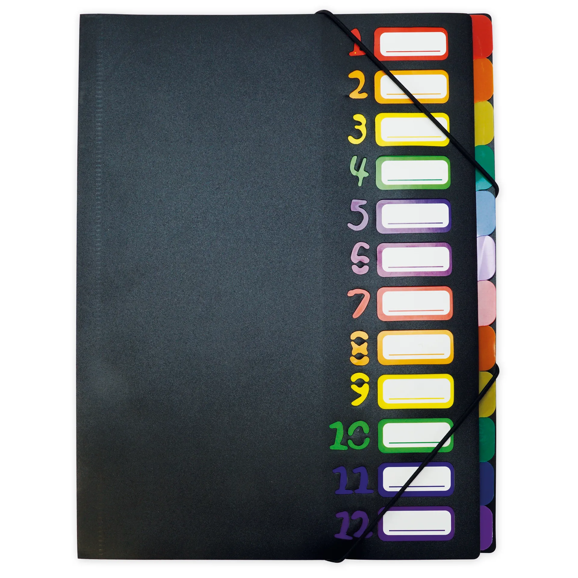 TimeTEX Tisch-Fächermappe 1-12 A4, farbig mit Verschlussgummi