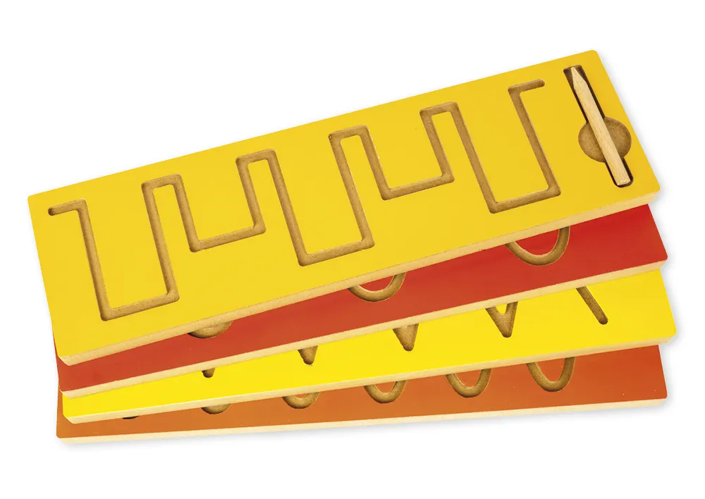 Set Schwungübungs-Schablonen mit Griffel, 5-tlg. in Holzbox