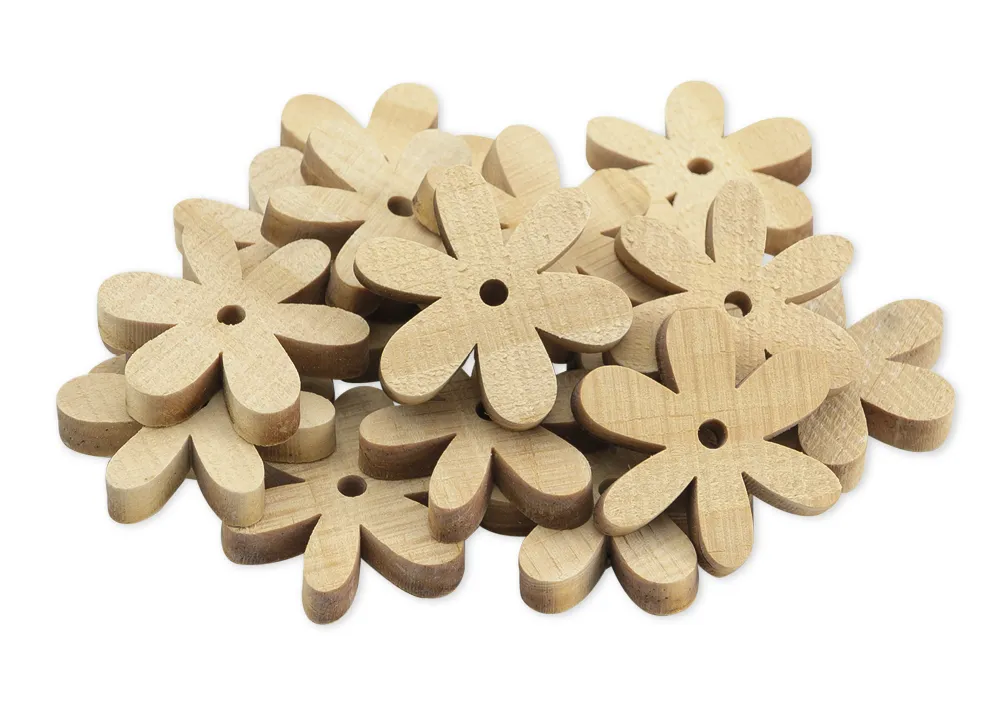 Blumen aus Holz, klein, 20 Stück
