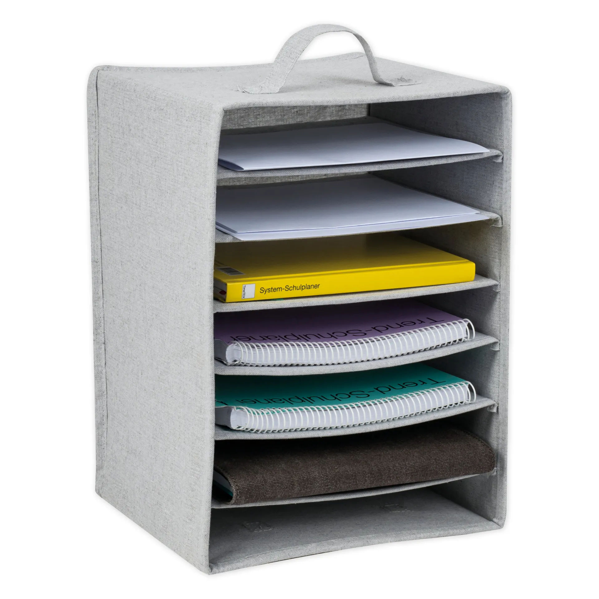 TimeTEX Fächerbox "Origami" A4 mit 7 Fächern, aus Stoff, hellgrau