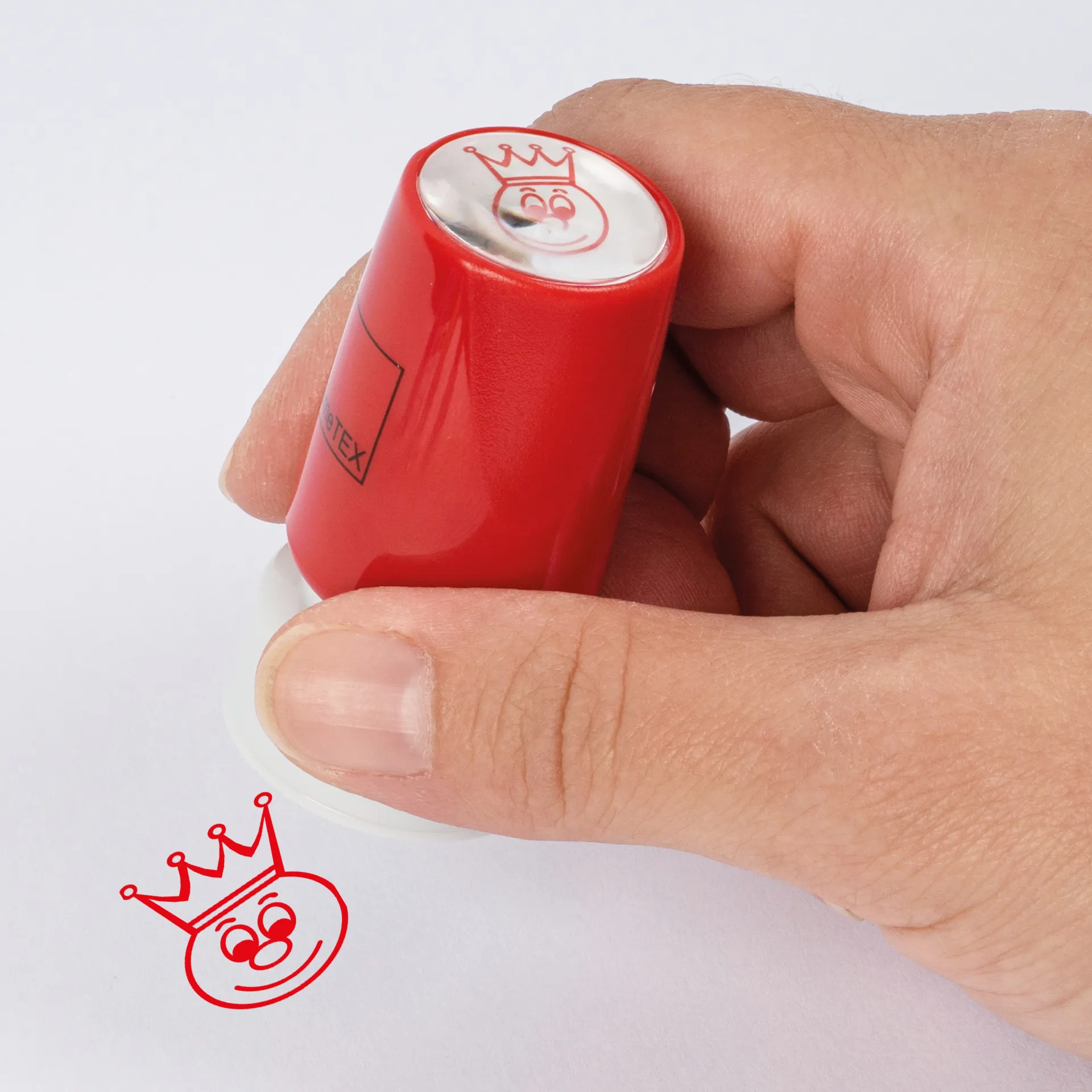 Siebdruck-Stempel "Perpetuum", "Gesicht mit Krone"
