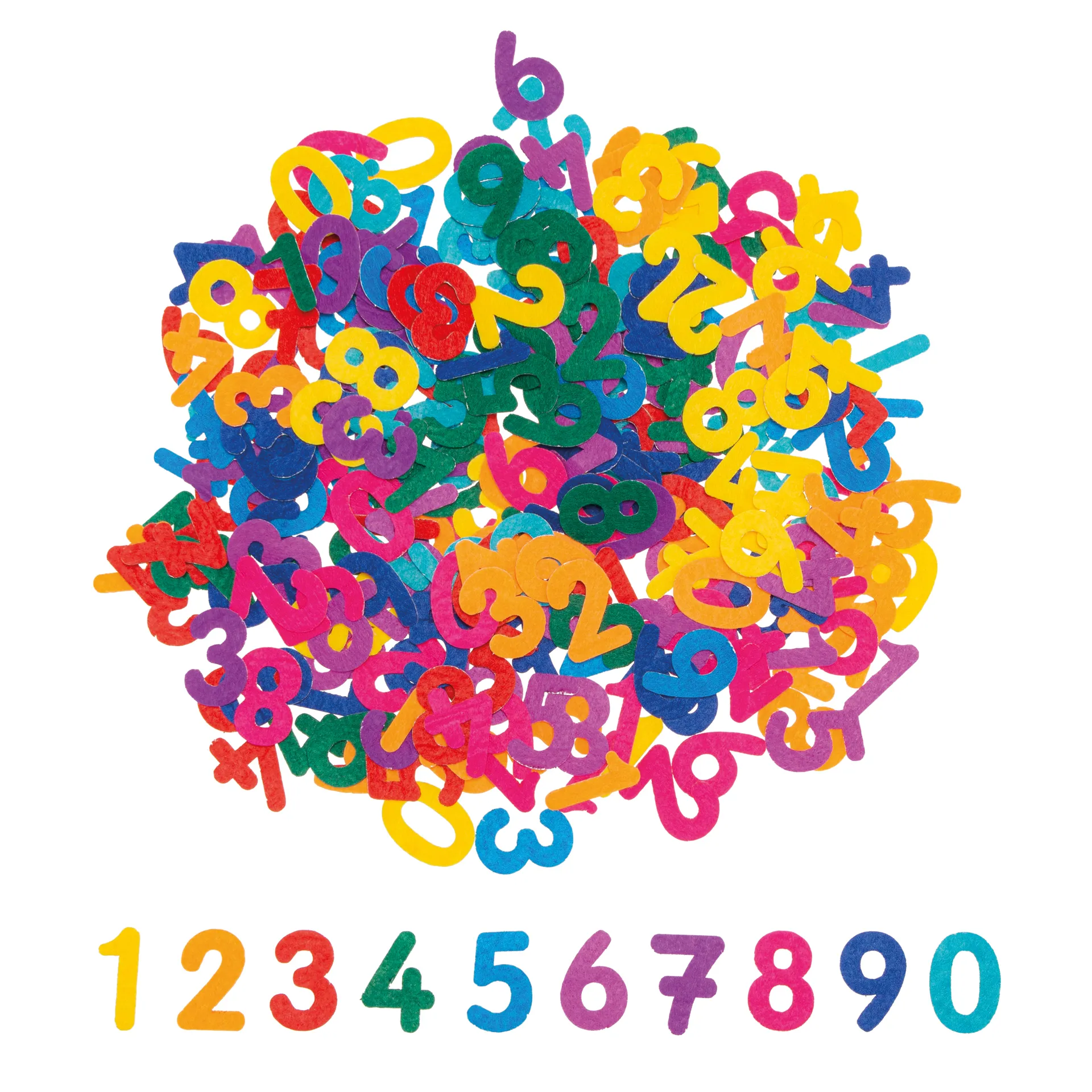Set Zahlen aus Filz, bunt, selbstklebend, 300 Stück
