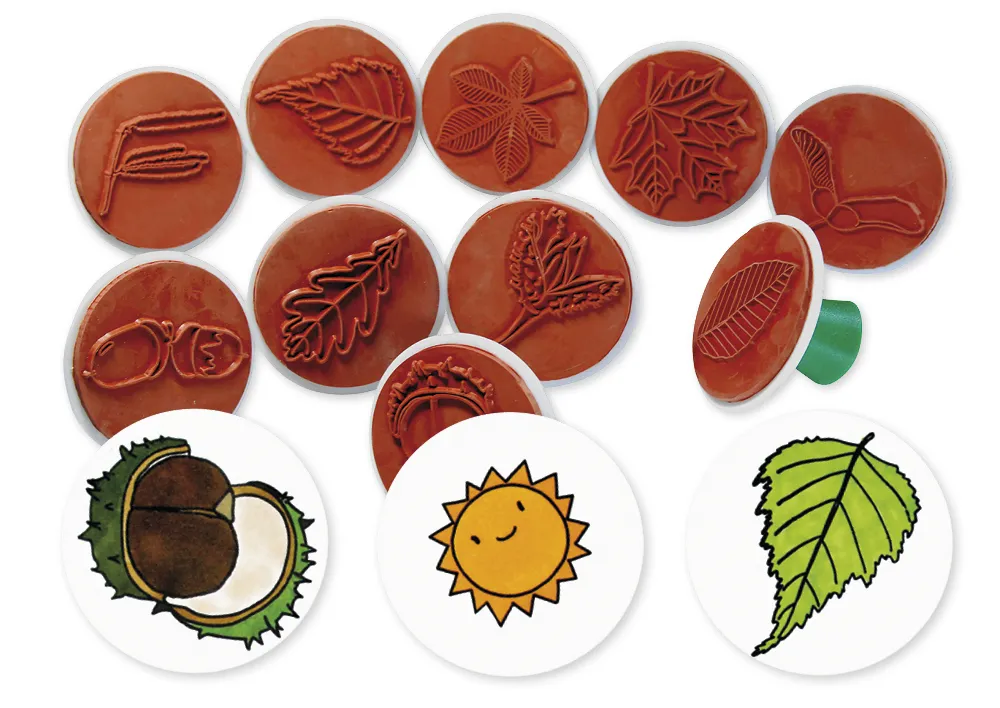 Stempel-Set "Bäume - Blätter und Früchte", 10 Stück