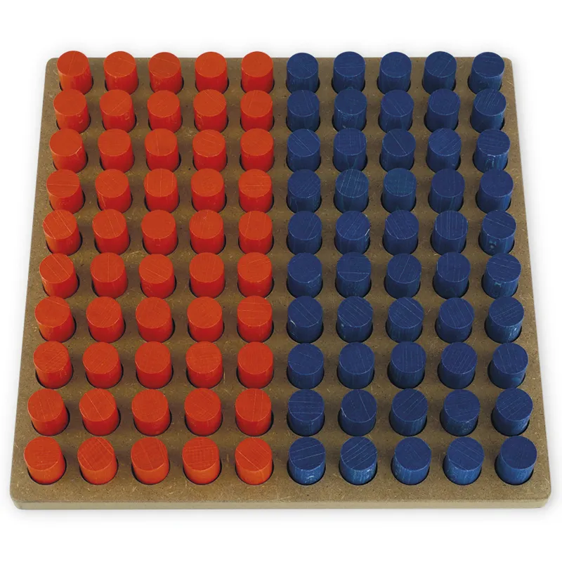 Hunderter-Steckbrett mit Türmchen, 100-er Zahlenraum, rot-blau, 101-tlg.