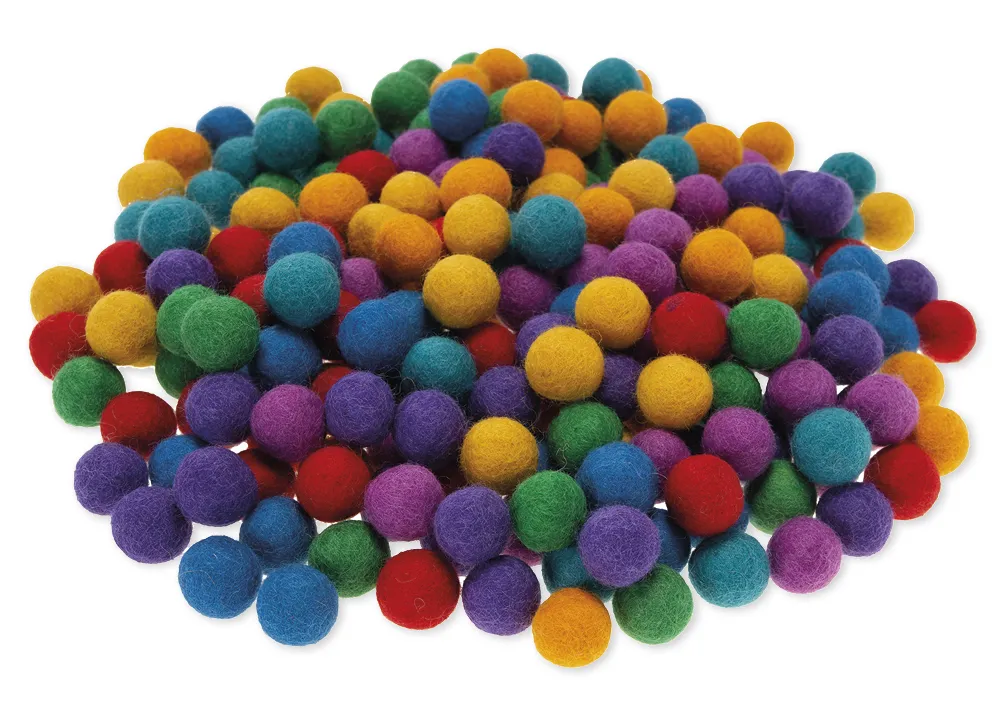 Filzkugeln "Kunterbunt", 2 cm ø, 12 Farben, 120 Stück