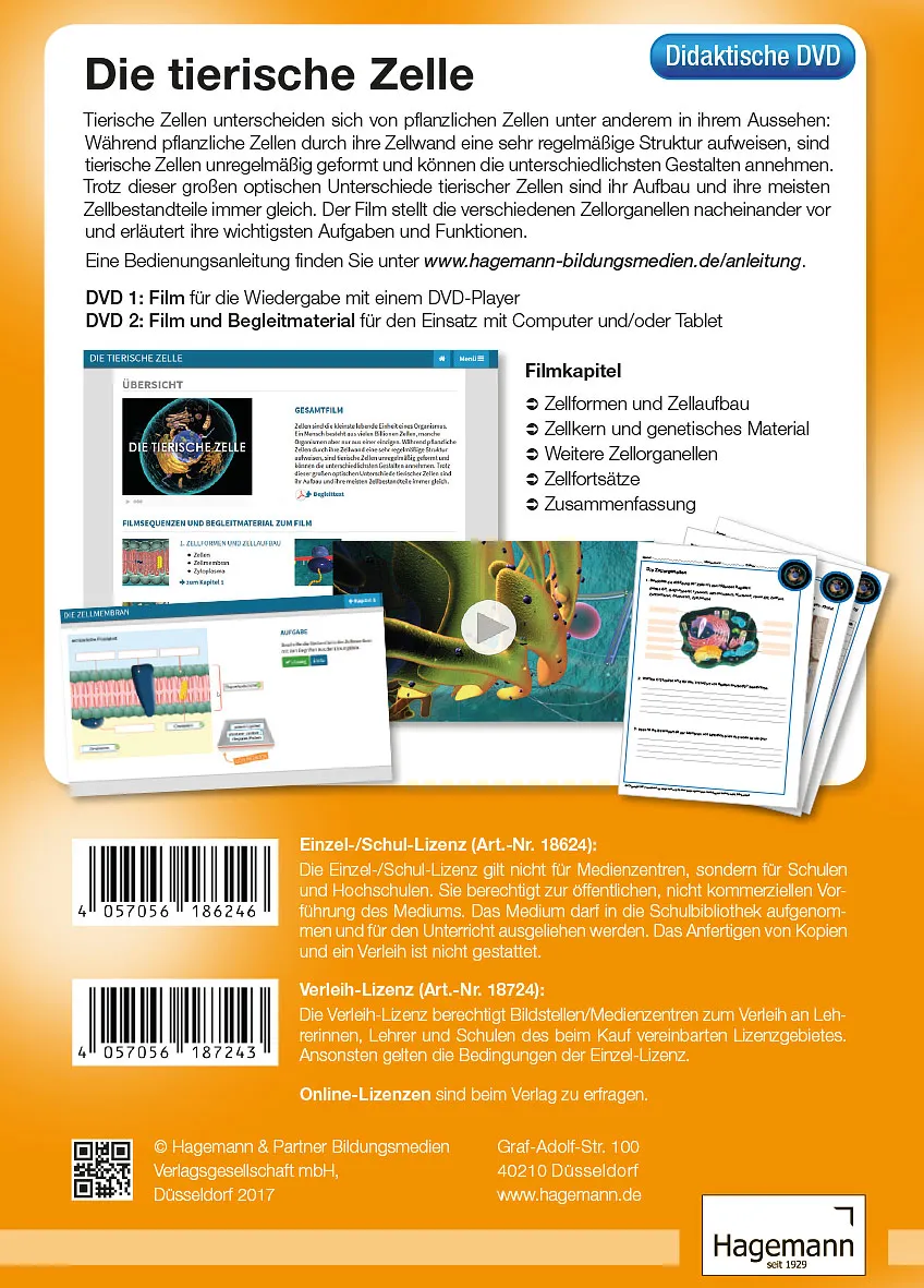 Didaktische DVD "Hagemann in 3D: Die tierische Zelle", tabletfähig