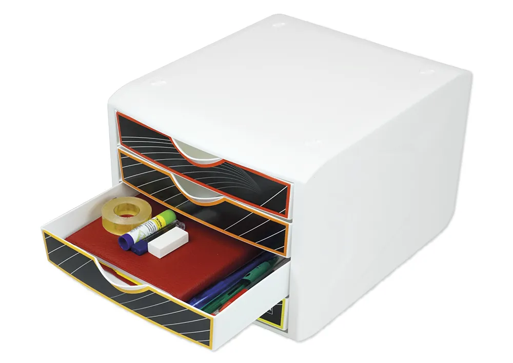 Schubladen-Box A4, Kunststoff mit 4 Schüben