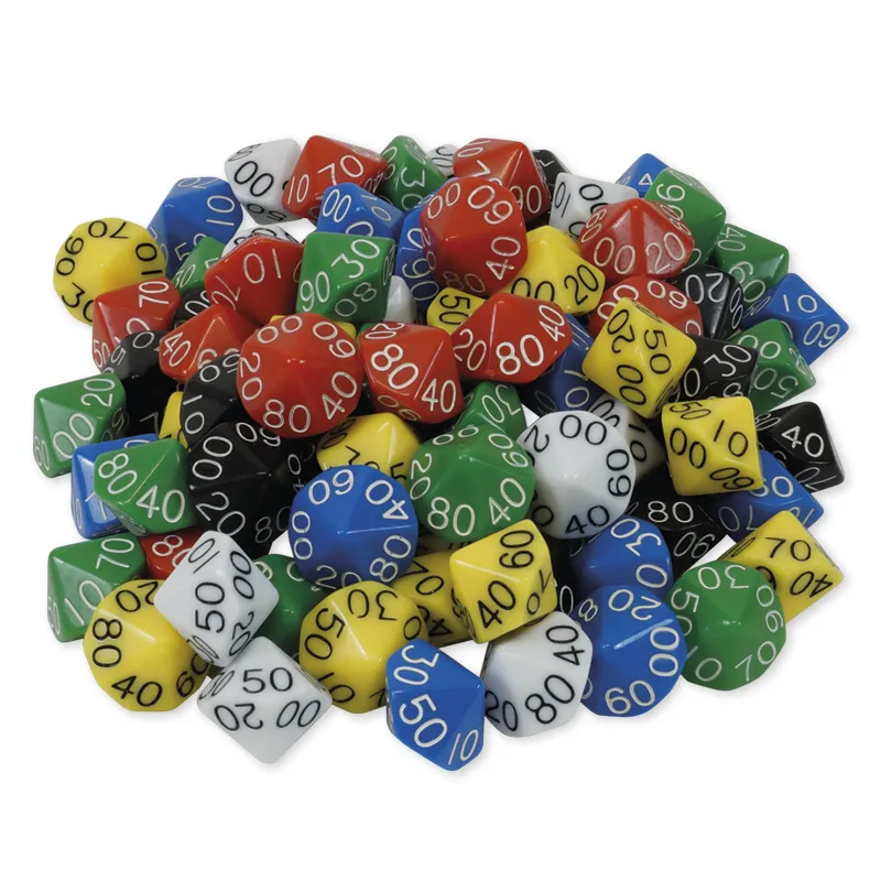 Set Würfel zehnseitig 00-90 (Zehner), 100 Stück in Dose
