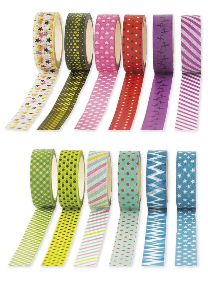 Set WASHI Tape, 12 Rollen