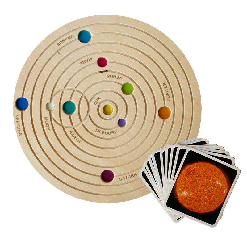 3D-Sonnensystem aus Holz mit Infokarten 