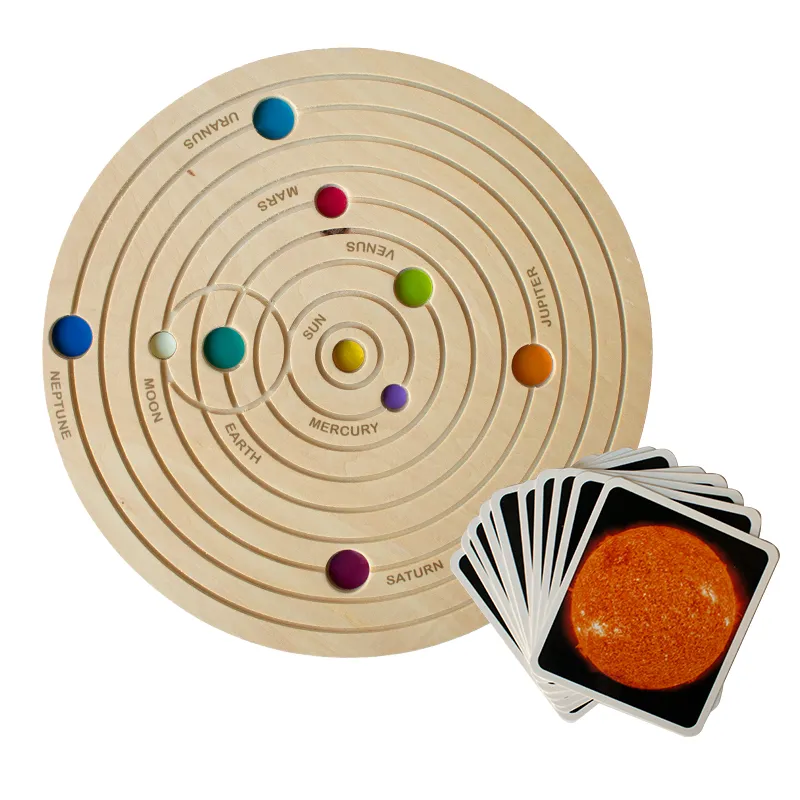 3D-Sonnensystem aus Holz mit Infokarten 