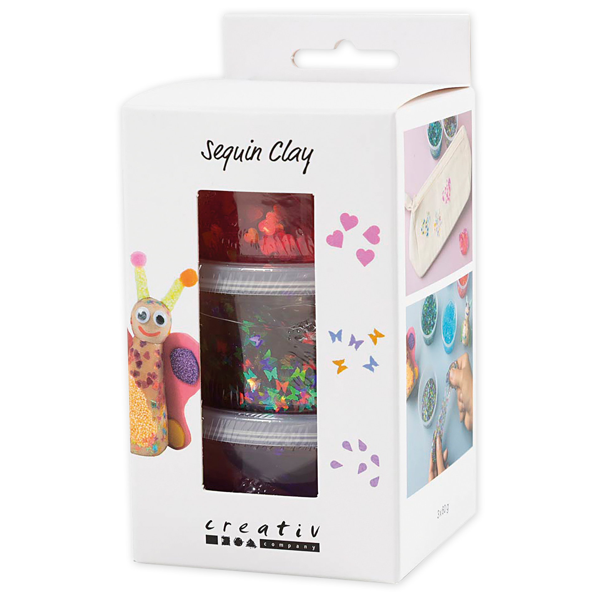 Sequin Clay Modelliermasse, 3x 60 g