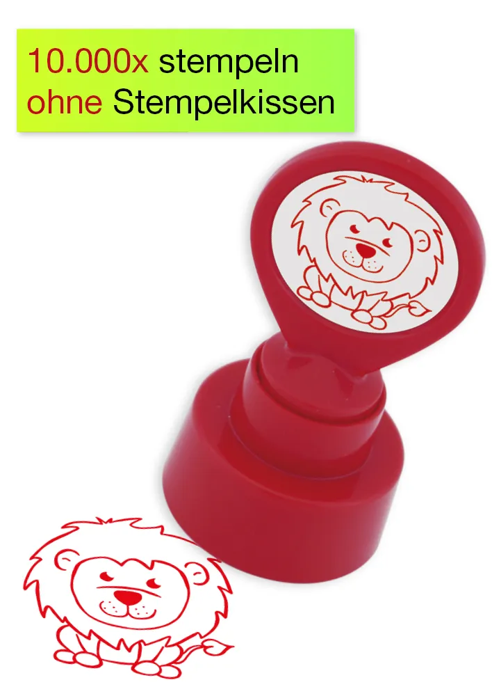 Siebdruck-Stempel "Perpetuum" rund "Löwe"