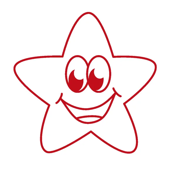 Siebdruck-Stempel "Perpetuum" rund "Stern lachend"