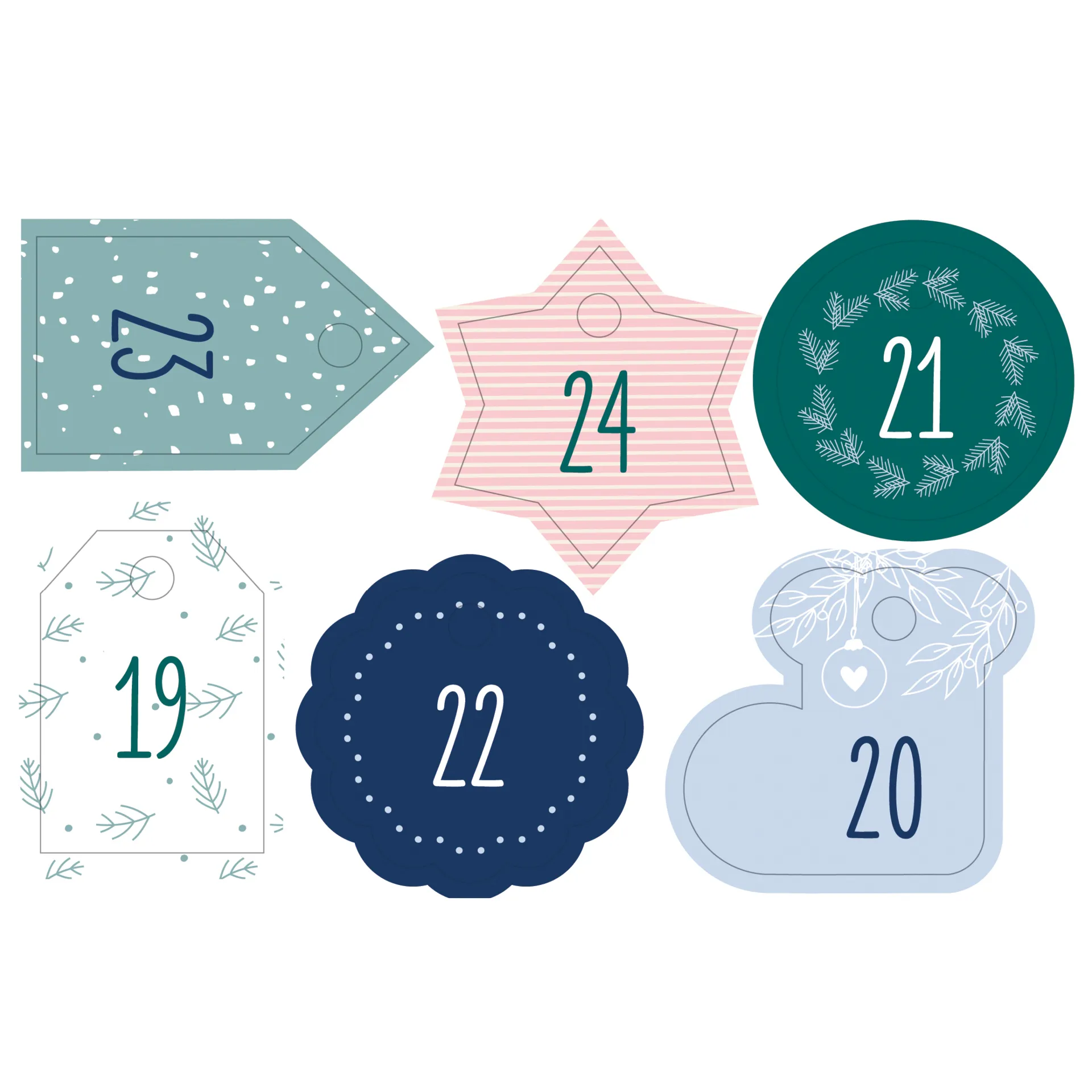 Bastelset "Adventskalender Basic", Stoffbeutel, 49-tlg.