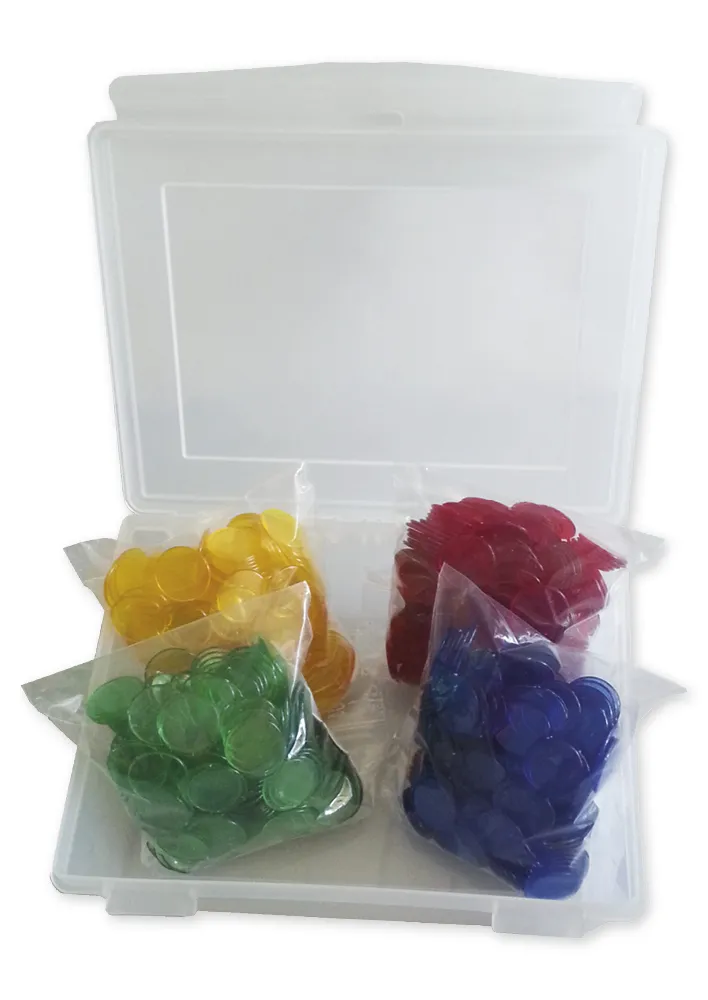 Kunststoff Plättchen, transparent, 1000 Stück in Box